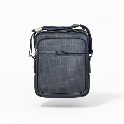 🐊 Lacoste Navy Grid Crossbody Bag – Timeless Sport-Luxury Redefined