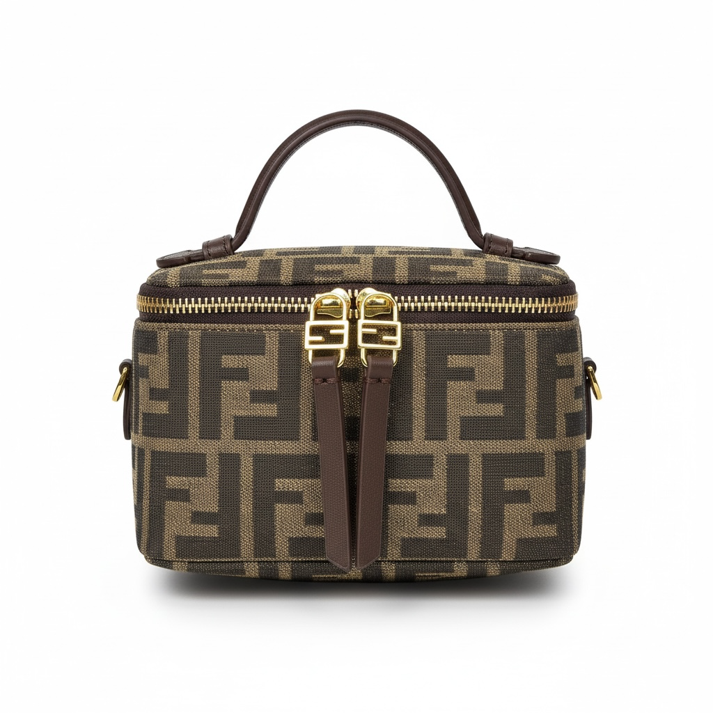 FENDI Zucca Vanity Box Bag 🟤✨ | FF Monogram Canvas & Gold Hardware