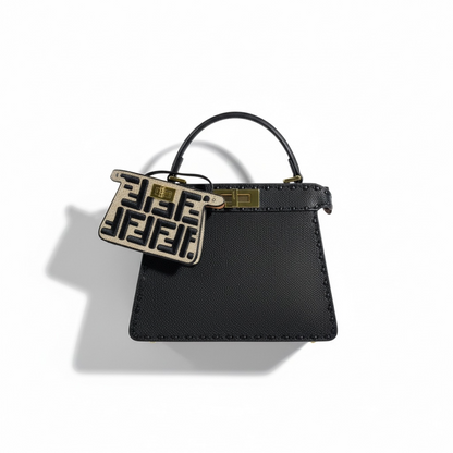 Fendi Peekaboo ISeeU Petite 🖤 with Nano Baguette Charm (Black & Beige Edition)
