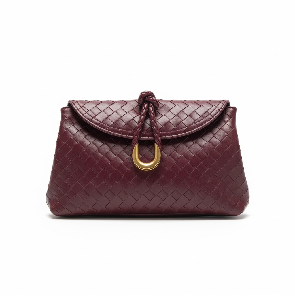 Bottega Veneta Mini Woven Knot Flap Bag – Burgundy (Premium Leather) 🍷✨
