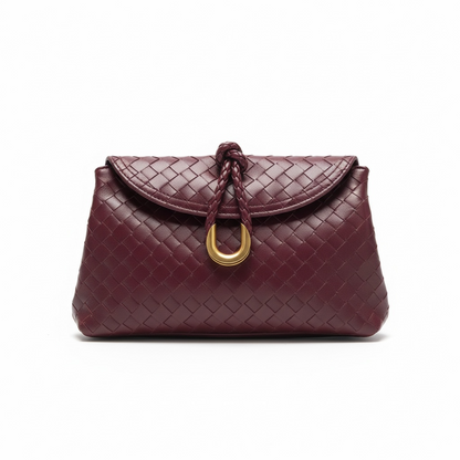 Bottega Veneta Mini Woven Knot Flap Bag – Burgundy (Premium Leather) 🍷✨