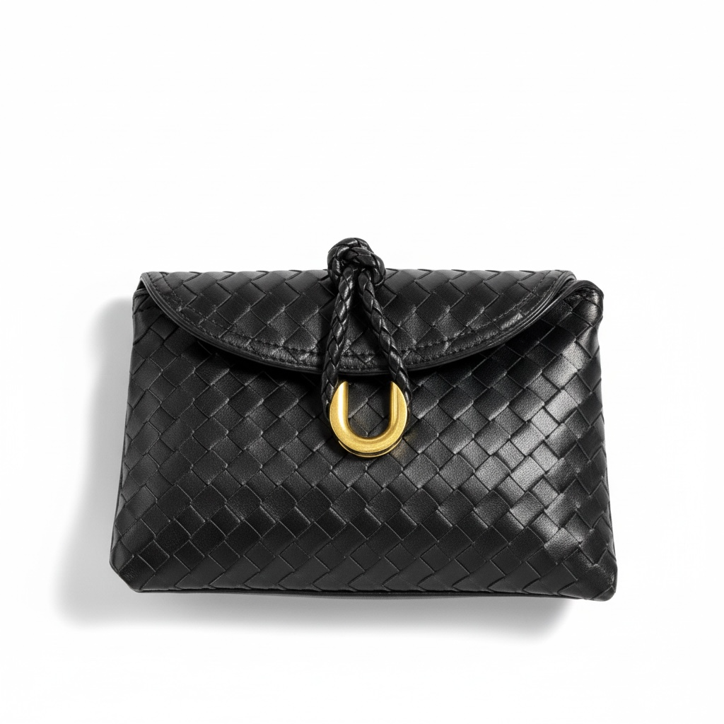 Bottega Veneta-Inspired Knotted Intrecciato Shoulder Bag – Black Luxe Edition 🖤✨