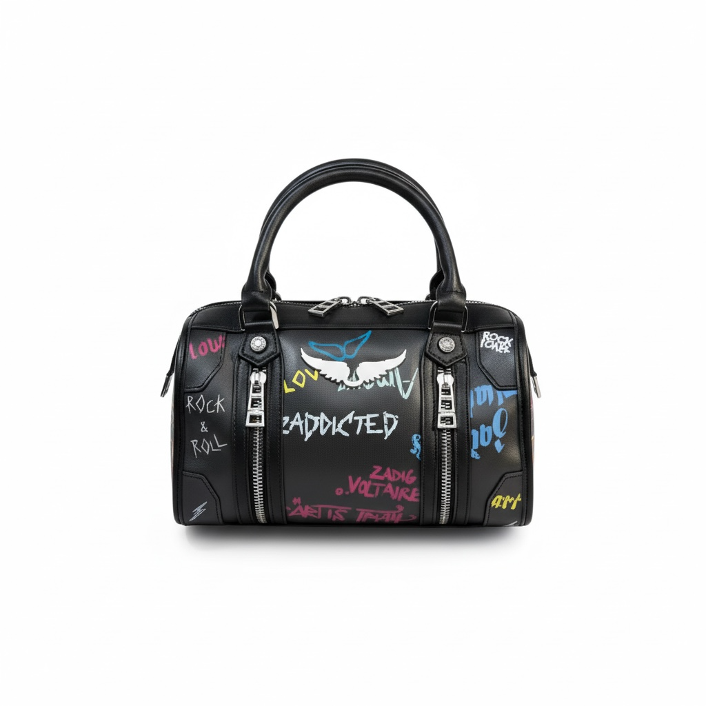 Zadig & Voltaire “Addicted” Graffiti Bag ⚡ | Rock & Roll Leather Handbag