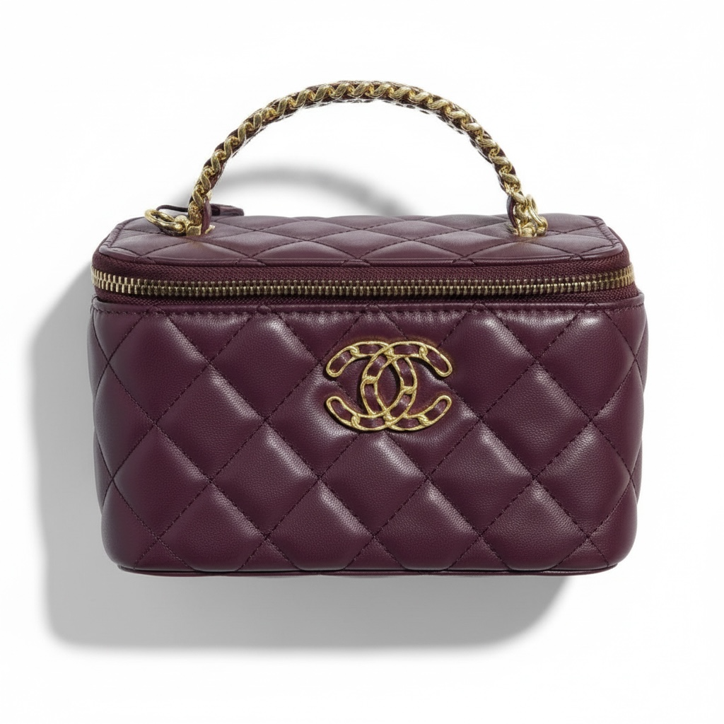 Chanel Burgundy Quilted Vanity Bag 💜 | Classic CC Gold Chain Handbag