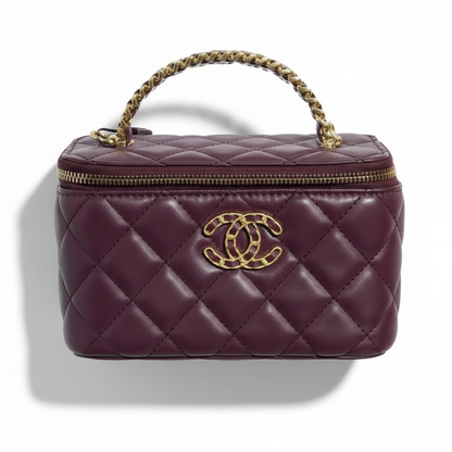Chanel Burgundy Quilted Vanity Bag 💜 | Classic CC Gold Chain Handbag