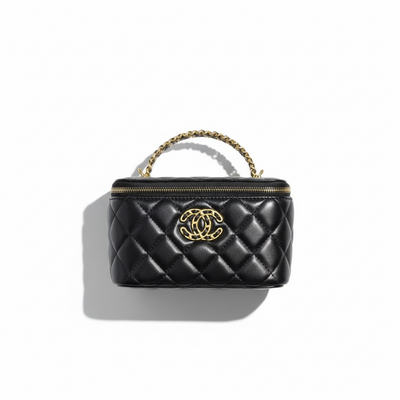 Chanel Black Quilted Vanity Bag 🖤 | Classic CC Gold Chain Handbag