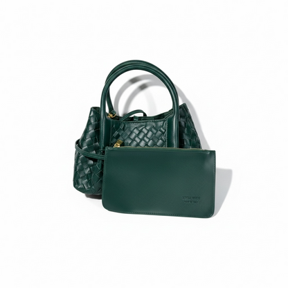 Bottega Veneta Mini Intrecciato Tote – Emerald Green 💚✨ | Woven Leather Bag + Matching Pouch