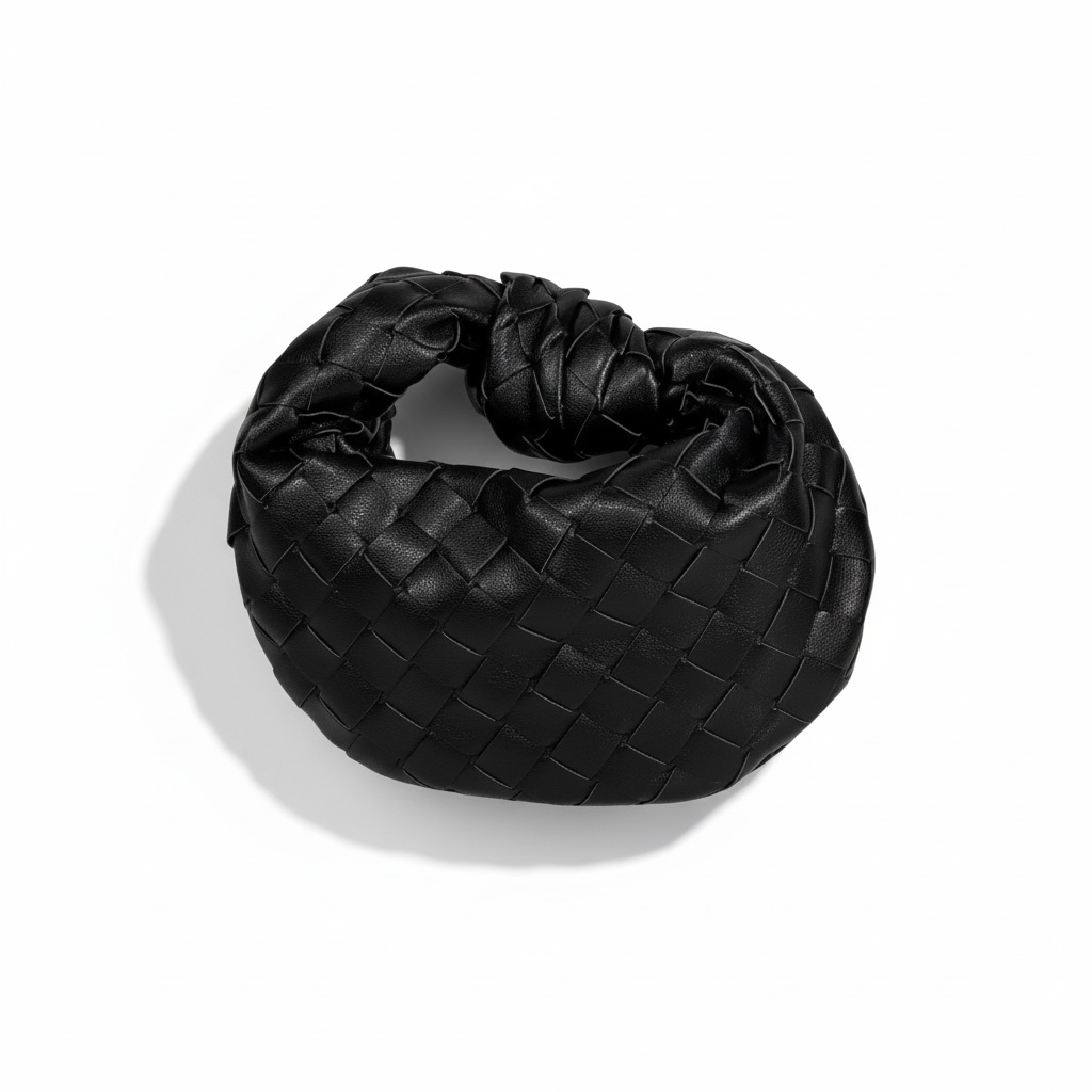 Bottega Veneta Knot Mini Bag 🖤✨ | Black Intrecciato Woven Leather Shoulder Bag