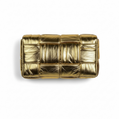 Bottega Veneta Gold Padded Cassette Bag ✨💛 | Metallic Intreccio Luxury Shoulder Bag