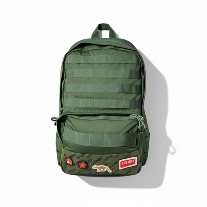 Kenzo Tactical Green Backpack – Embroidered Patch Edition 🪖🧵🌿
