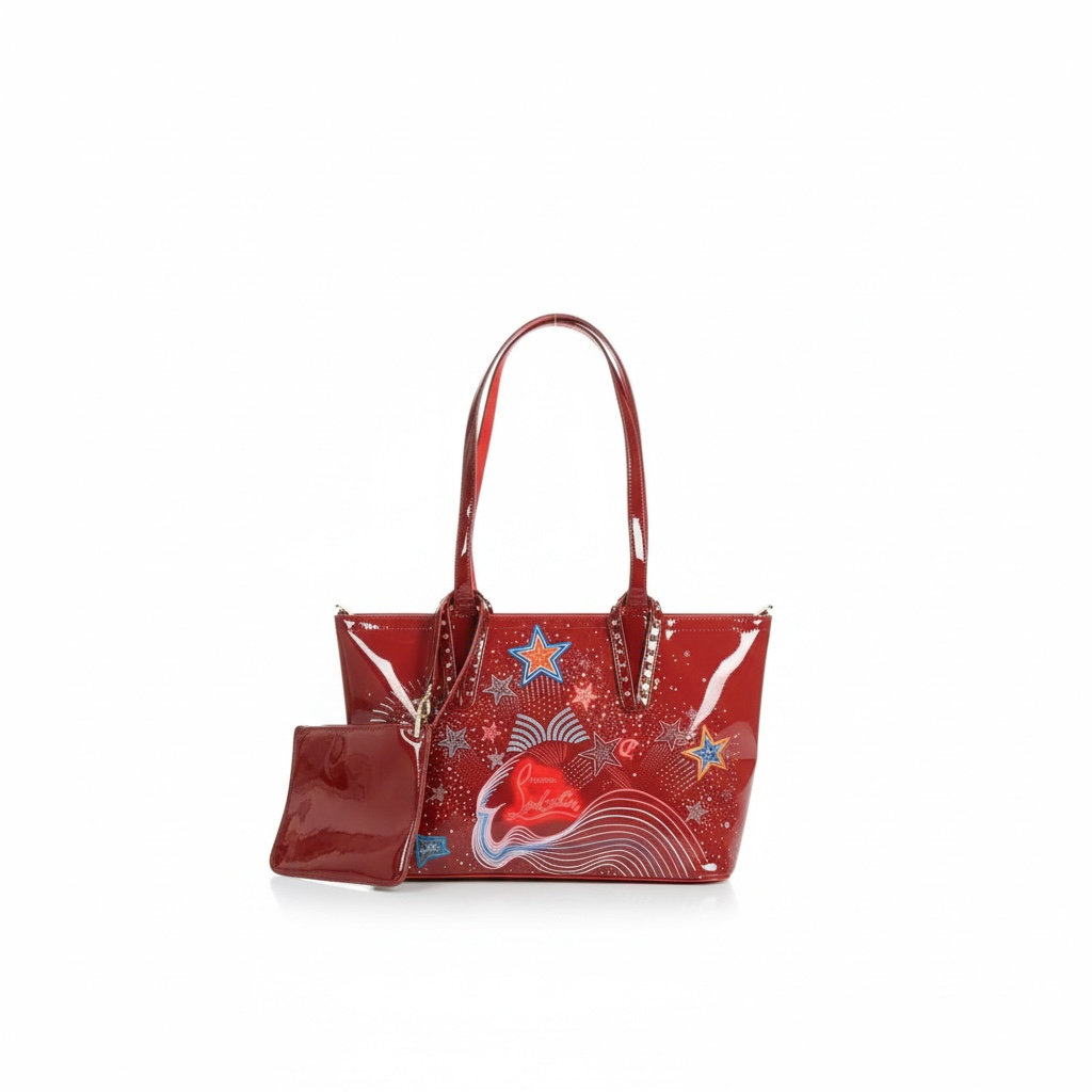 ❤️ Christian Louboutin-Inspired “Starburst” Patent Tote — Red Edition ❤️