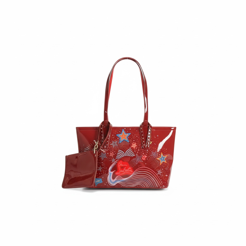 ❤️ Christian Louboutin-Inspired “Starburst” Patent Tote — Red Edition ❤️
