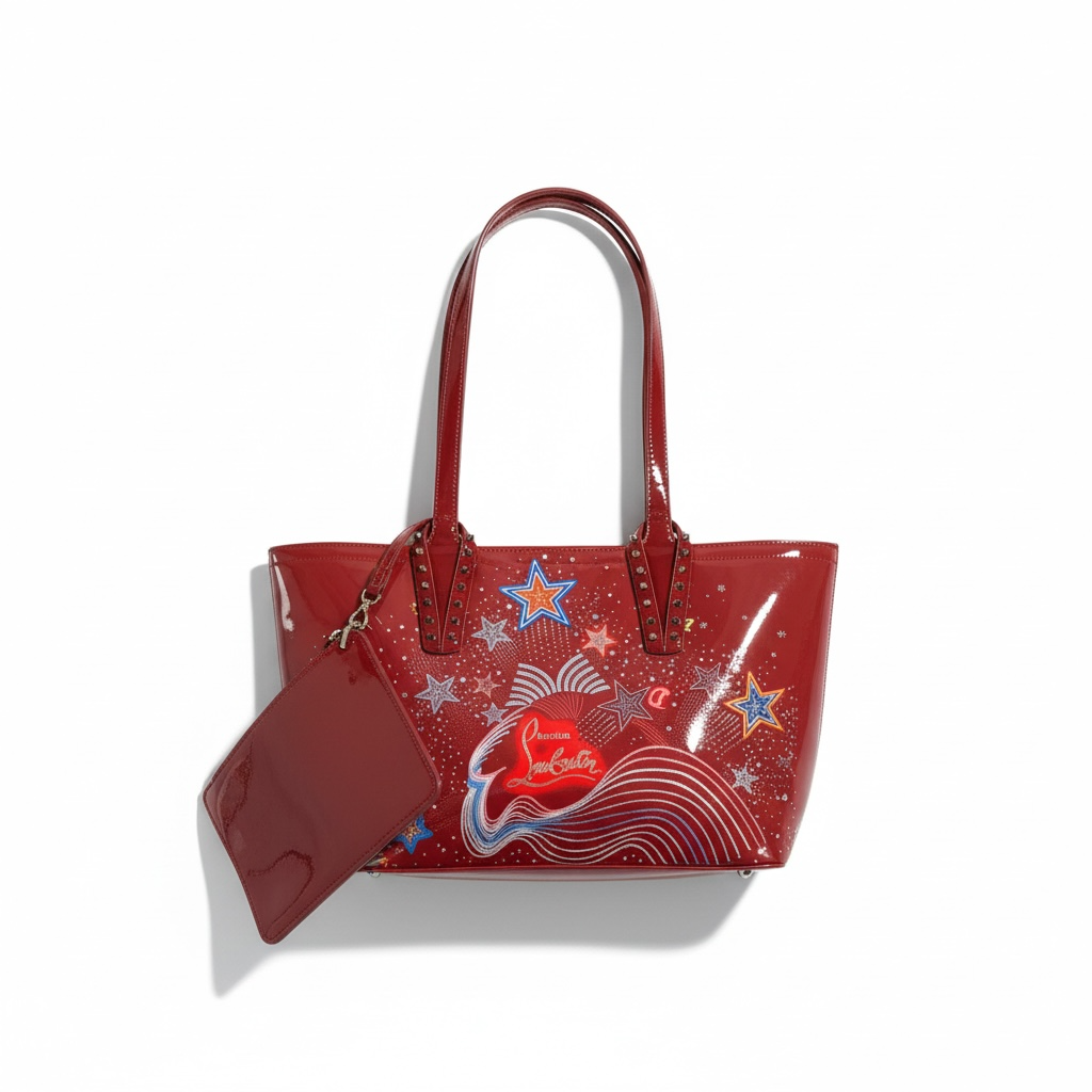 ❤️ Christian Louboutin-Inspired “Starburst” Patent Tote — Red Edition ❤️