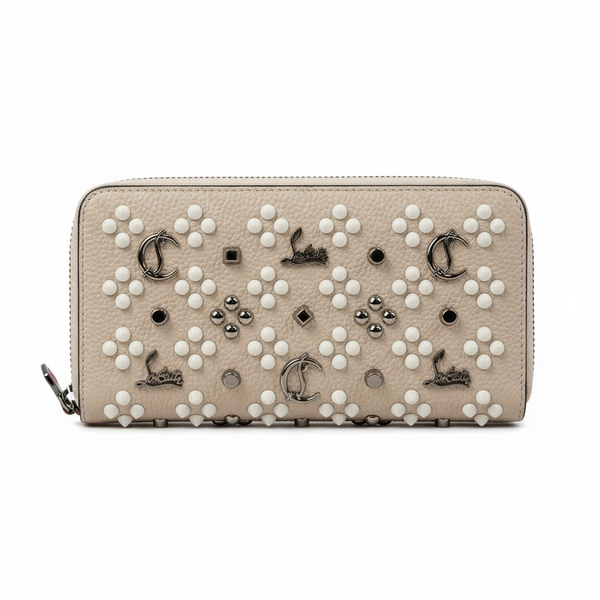 Christian Louboutin White Studded Wallet – Chic Luxury with Signature Edge
