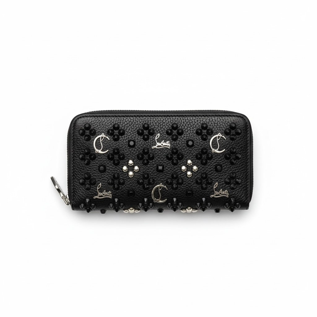 🖤 Christian Louboutin Black Studded Wallet – Glamorous Edge, Timeless Sophistication 💎