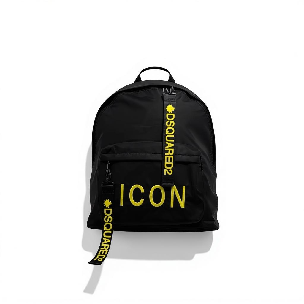 Dsquared2 ICON Black Backpack with Yellow Logo 💼⚡