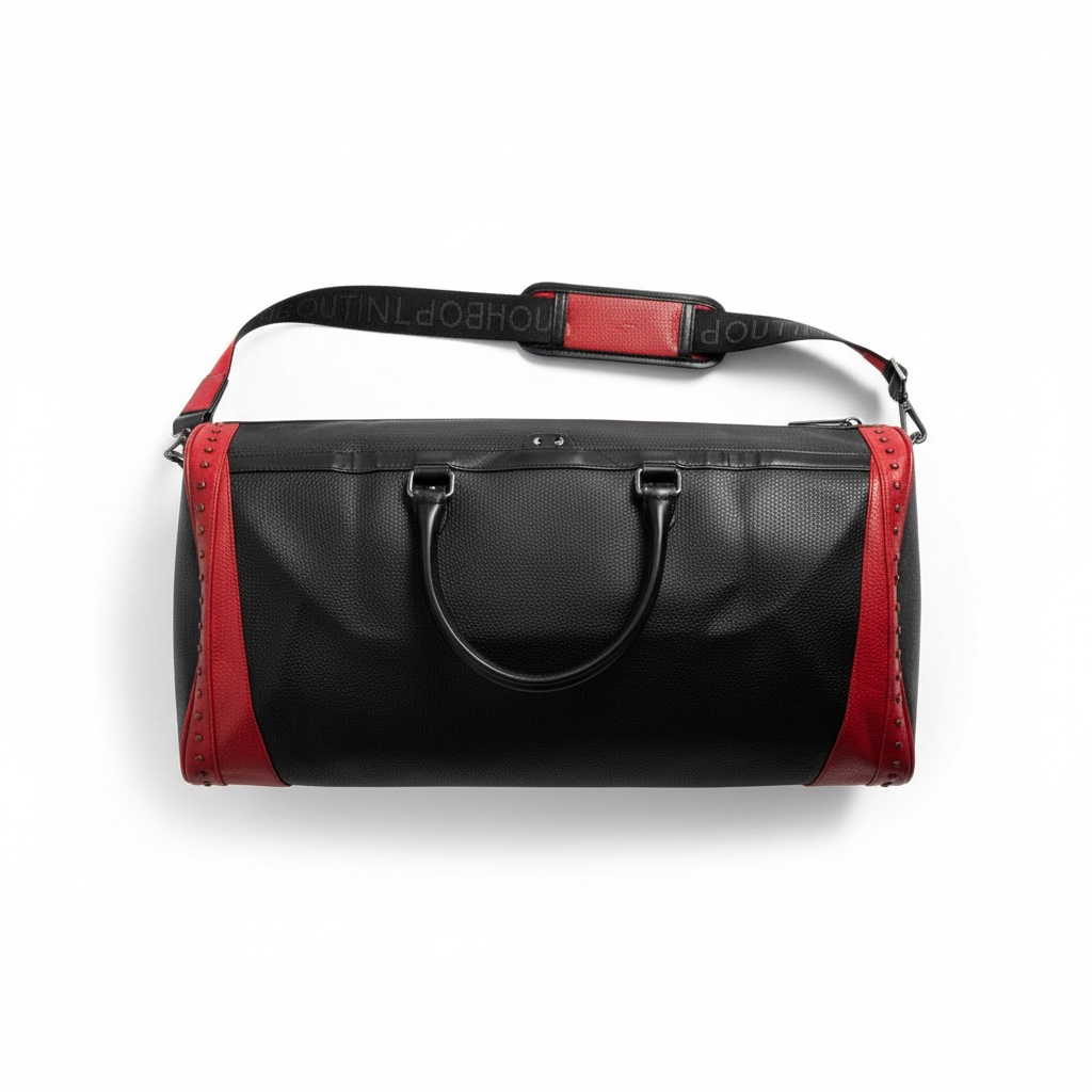 🧳 Christian Louboutin Travel Duffle Bag – Black & Red Leather Luxe