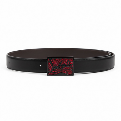Christian Louboutin Red Crystal Logo Belt 🔴🖤 (120 cm) | Limited Luxe Edition