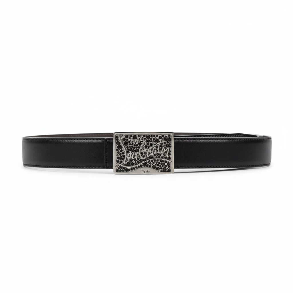 🖤 Christian Louboutin Signature Stud Buckle Leather Belt – 120 cm 🖤