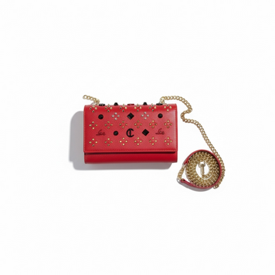 Christian Louboutin Red Studded Crossbody Bag – Gold Chain & Signature Spikes