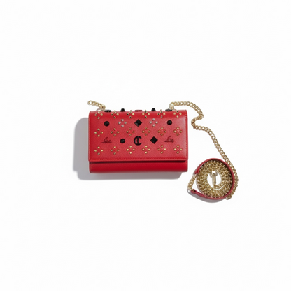 Christian Louboutin Red Studded Crossbody Bag – Gold Chain & Signature Spikes ❤️✨
