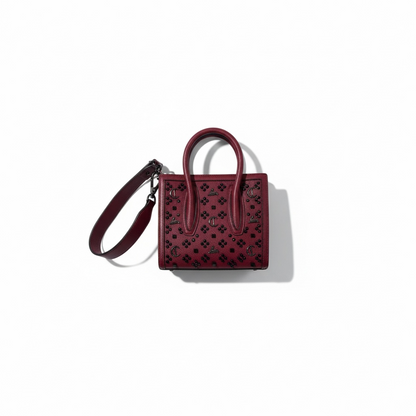 Christian Louboutin Mini Cabata Tote – Bordeaux Red with Black Studs & Signature Red Interior 🍷🖤