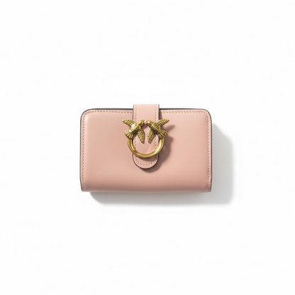 💗 Pinko Love Birds Wallet – Blush Pink with Gold Buckle Closure ✨