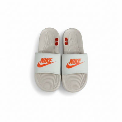 Nike Tech White & Orange Slides – Fresh Comfort & Sporty Style
