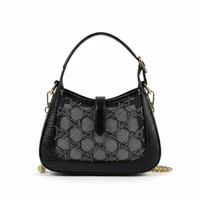 ✨ Gucci Black Crystal Horsebit Shoulder Bag – Sparkle in Style