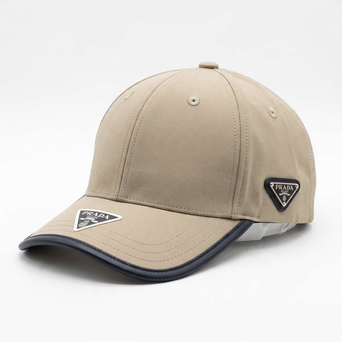 Prada Cap – Beige Baseball Cap with Logo ⚪