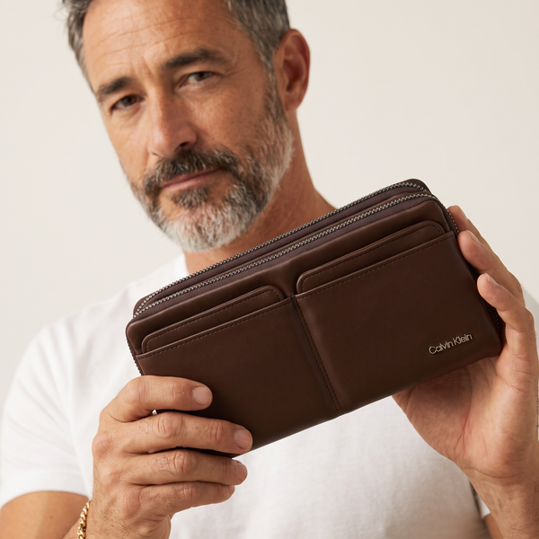 Calvin Klein Classic Brown Leather Organizer Wallet 🤎✨ Premium Multi-Compartment Clutch