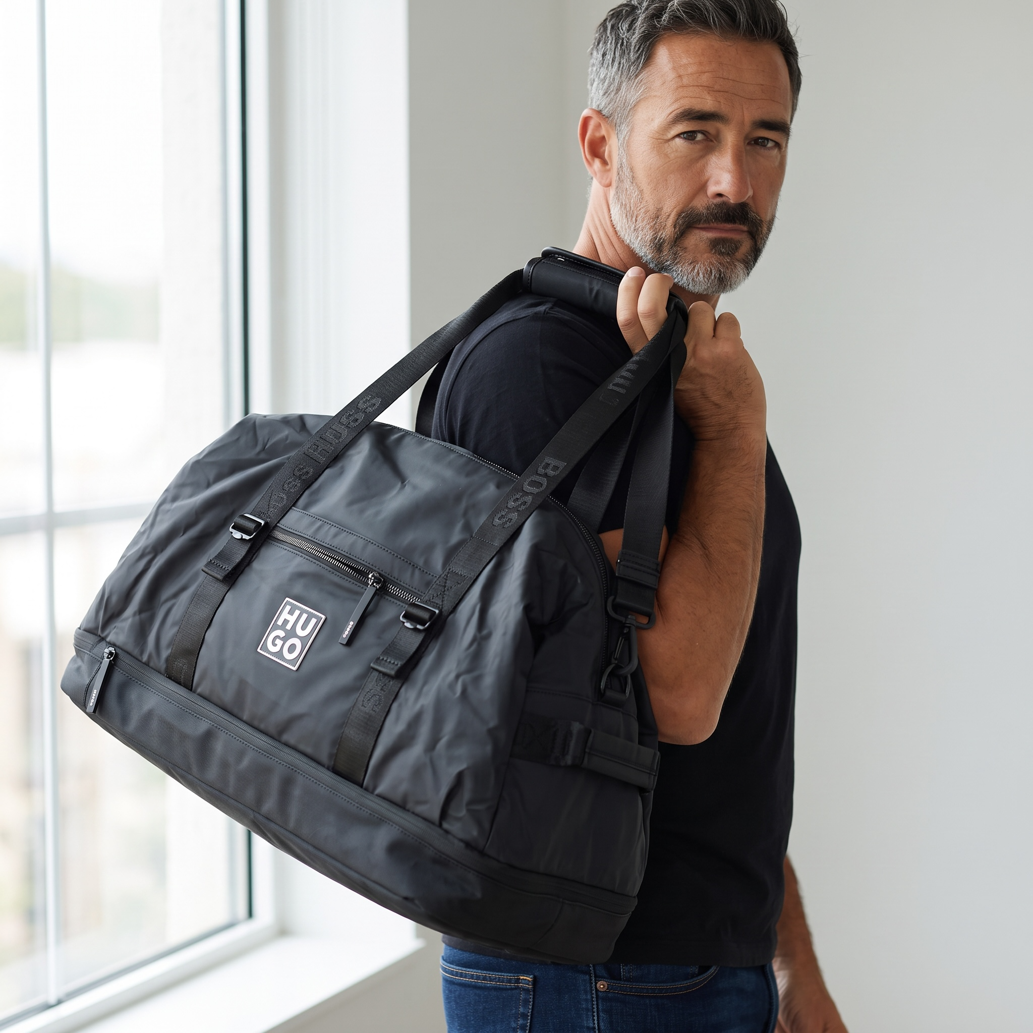 HUGO BOSS Black Duffle Bag 🖤 | Premium Travel & Gym Bag with Bold Modern Design