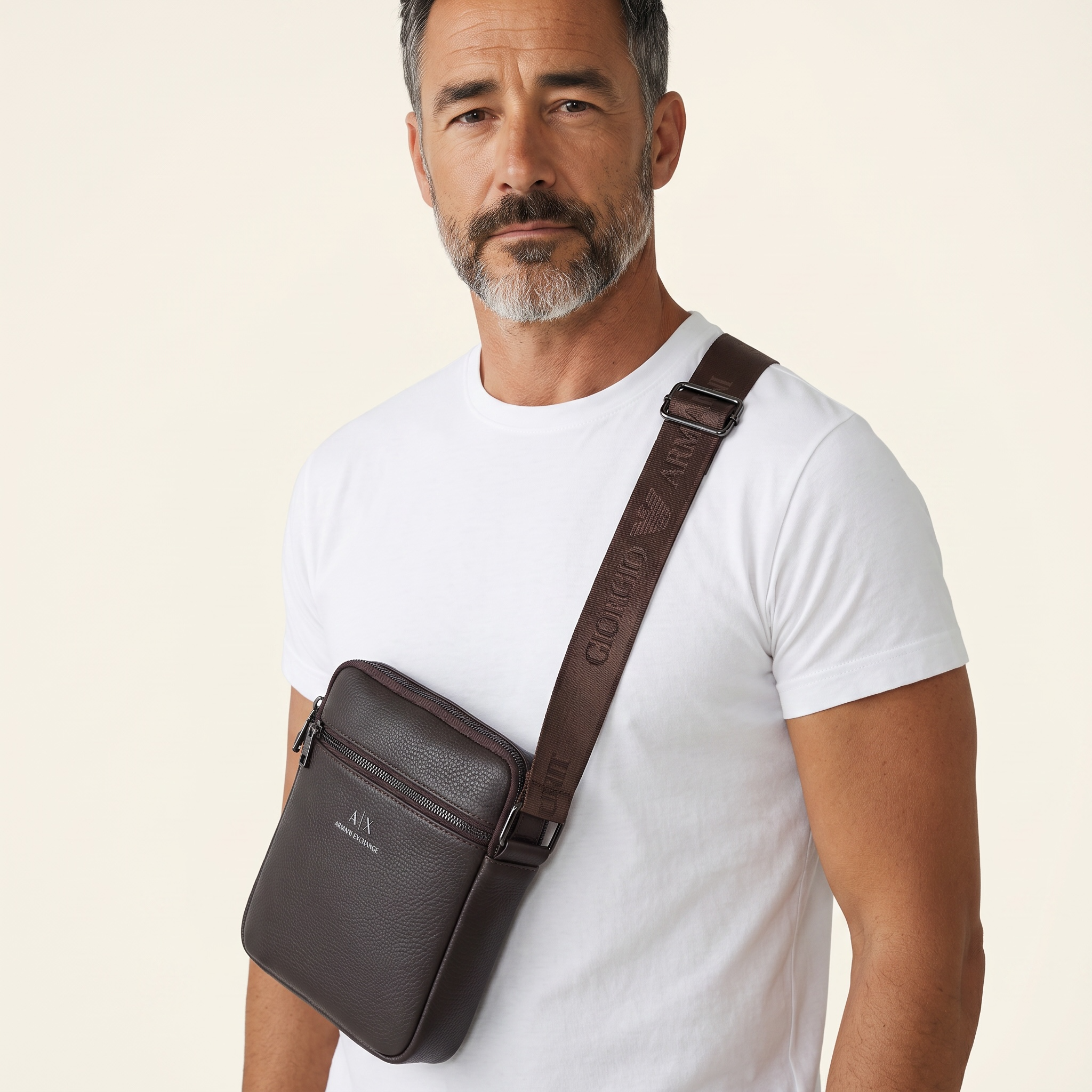 Armani Exchange Crossbody Bag – chocolate brown Pebbled Leather 💼✨