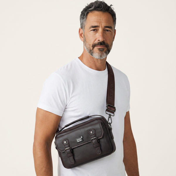 🖤 Montblanc Black Luxury Crossbody Pouch – Premium Leather Look