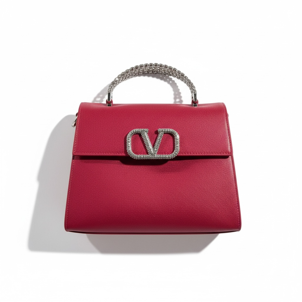 Valentino Garavani Ruby Red VLogo Crystal Handle Bag ❤️✨