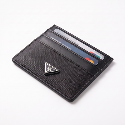 🖤 Prada Saffiano Black Leather Card Holder – Italian Luxury in Every Detail