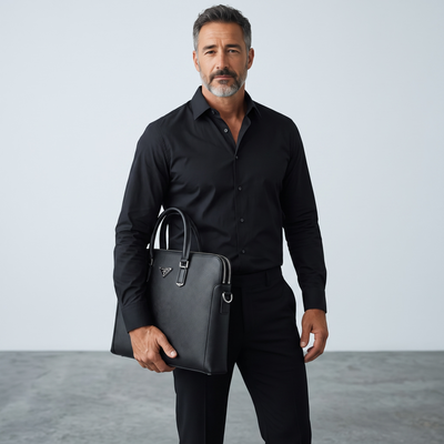 Prada Saffiano Leather Briefcase – Black Luxury Business Bag 💼🖤 | Executive Collection