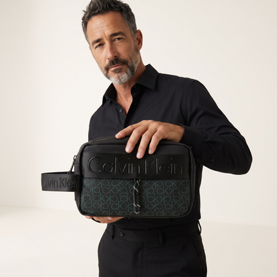 Calvin Klein Monogram Travel Pouch – All Black and green Edition 🖤🔥