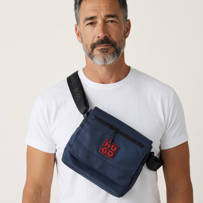 HUGO boss Red Logo Navy Crossbody Bag 🔴🔵 | Sleek Urban Messenger