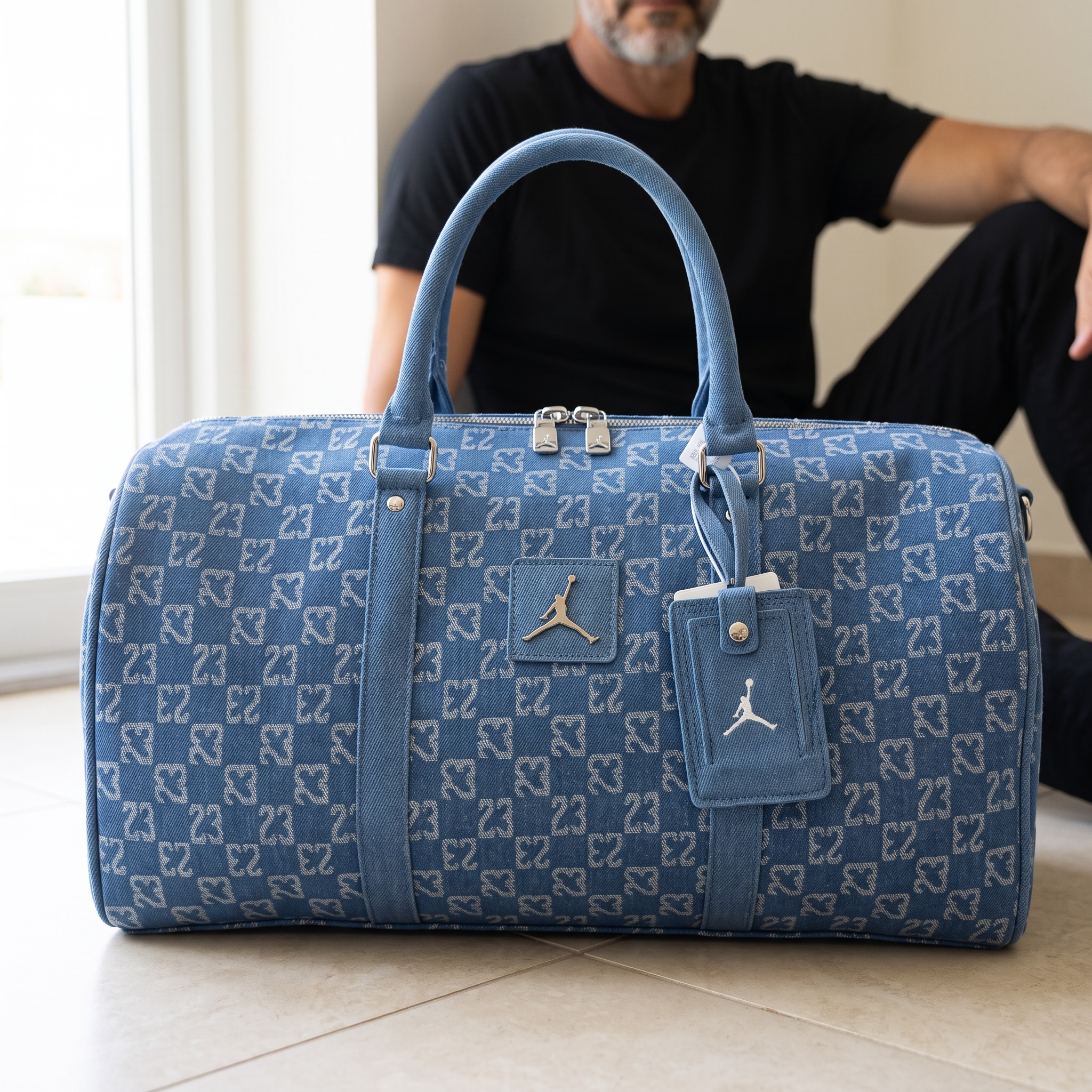 Jordan Signature Travel Duffle Bag 🧳💙 Denim Blue Edition