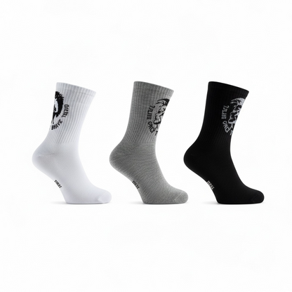 🔥 Diesel Crew Socks Set – 6 Pairs (White, Black, Grey) with Gift Box