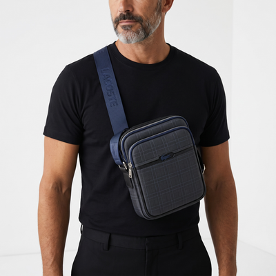 Lacoste Navy Check Crossbody Bag – Premium Messenger Shoulder Bag 🐊💙✨