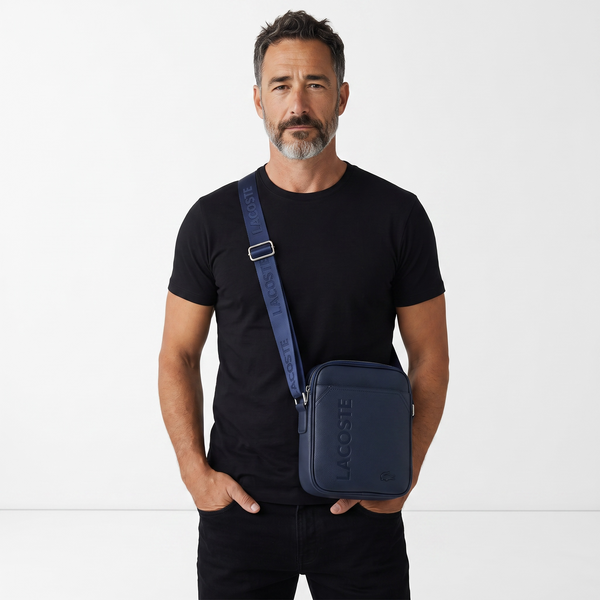 Lacoste Signature Navy Crossbody Bag 🐊💙 Premium Everyday Messenger