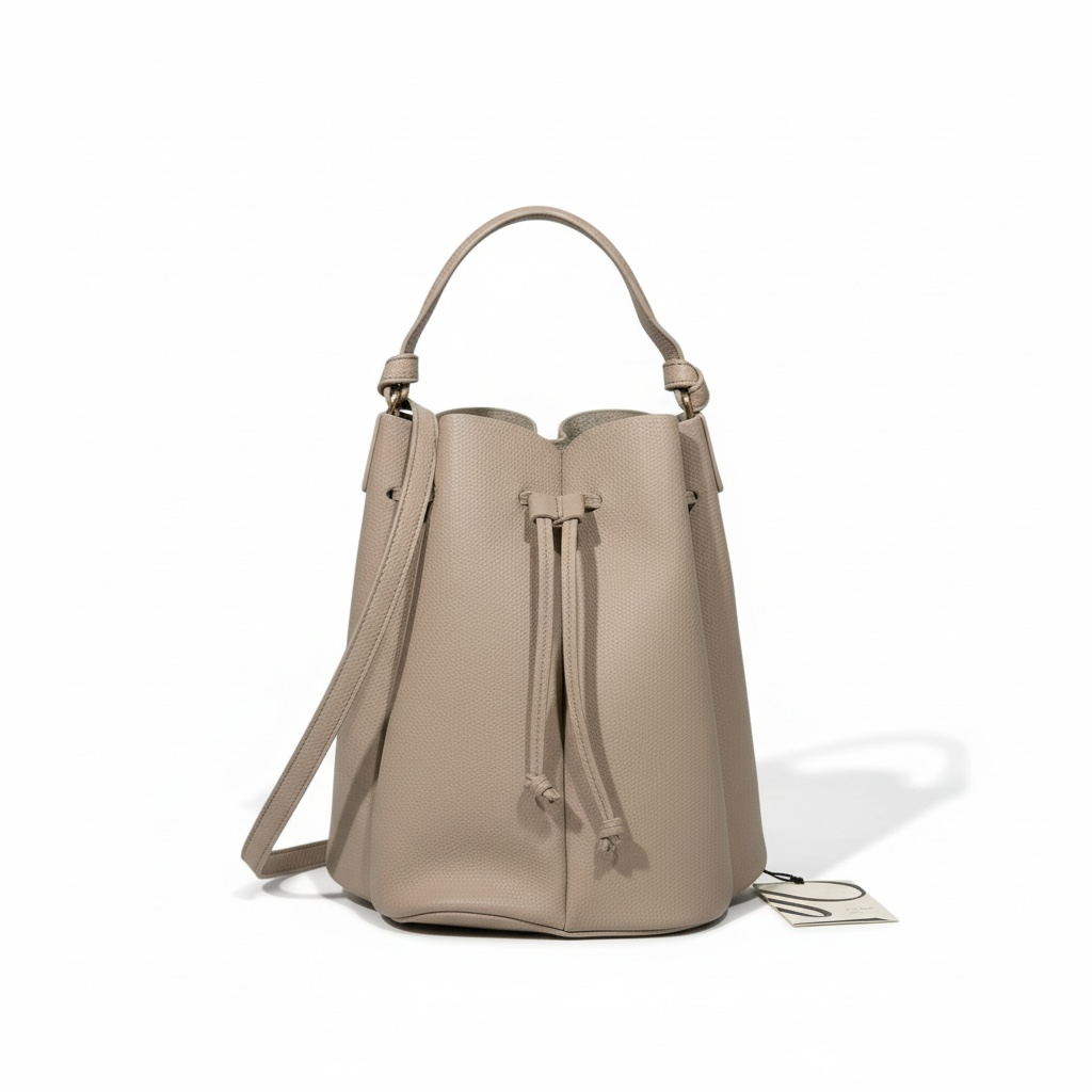 🔥 Polène Paris Inspired Bucket Bag – Taupe Sculpted Edition 🔥