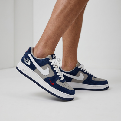 👟🔥 Nike Air Force 1 x The North Face – Navy & Grey Streetwear Edition 💙🤍
