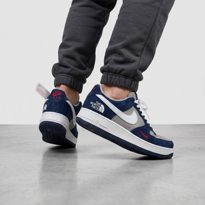 👟🔥 Nike Air Force 1 x The North Face – Navy & Grey Streetwear Edition 💙🤍