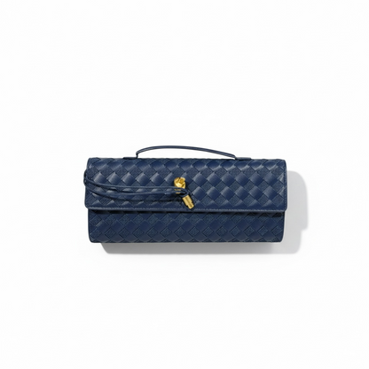 🔥 Bottega Veneta Inspired Woven Clutch – Navy Luxe Edition 🔥