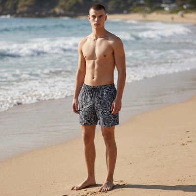 Versace Baroque Swim Shorts 🖤 | Black & White Luxury Beachwear