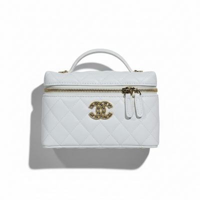 🤍 Chanel White Vanity Case Bag 👜✨ | Pure Luxury Elegance