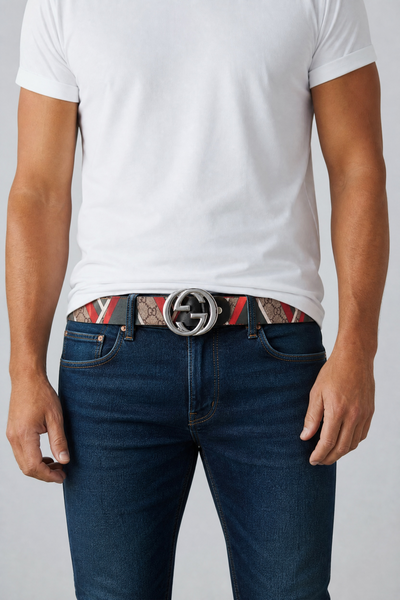 ✨ Gucci Multicolor Pattern Belt 🟥🟩⚪ | Black GG Buckle |